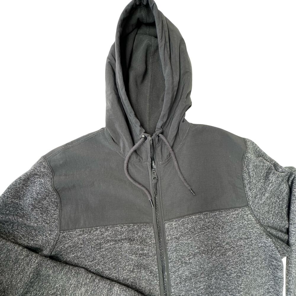 Abercrombie & Fitch Zip-Up Gorpcore Mixed Media Hoodie Women XL Gray Black